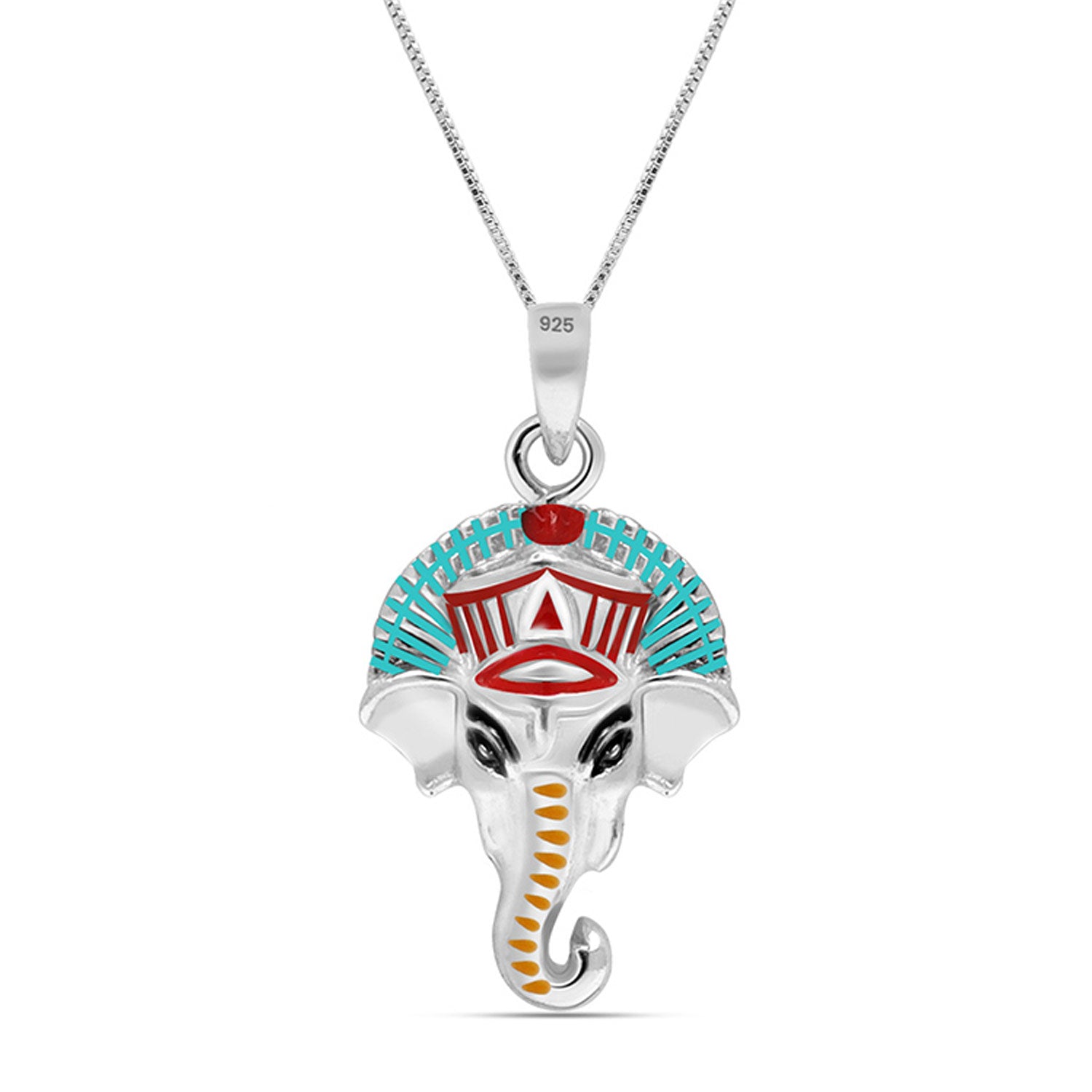 925 Sterling Silver Ganesha Ji Pendant Necklace for Men