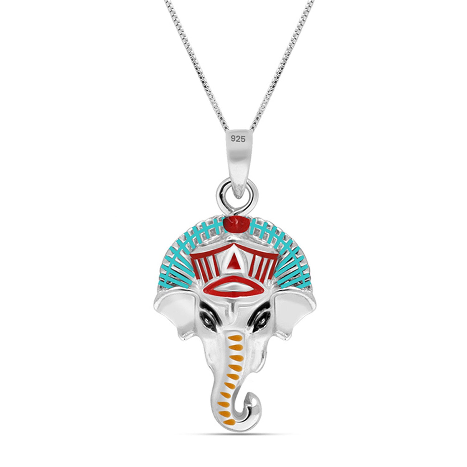 925 Sterling Silver Ganesha Ji Pendant Necklace for Men's