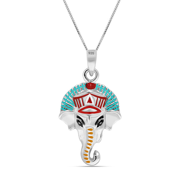 925 Sterling Silver Ganesha Ji Pendant Necklace for Men