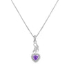 925 Sterling Silver Heart Cut CZ Amethyst Stone Pendant Necklace for Women and Girls