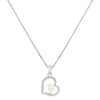 925 Sterling Silver CZ Heart Pearl Pendant Necklace for Women and Girls