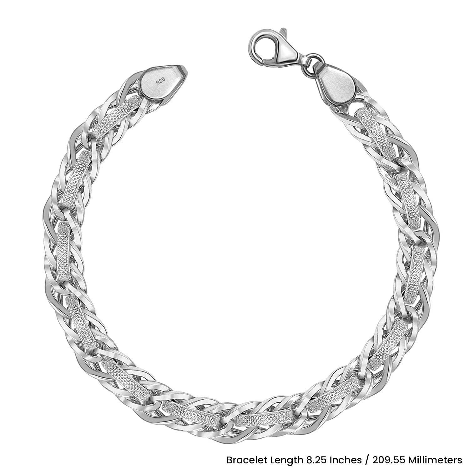 925 Sterling Silver Designer Chain Bracelet for Men's