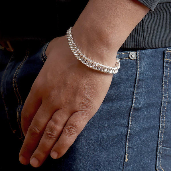 925 Sterling Silver Curb Link Bracelet for Men