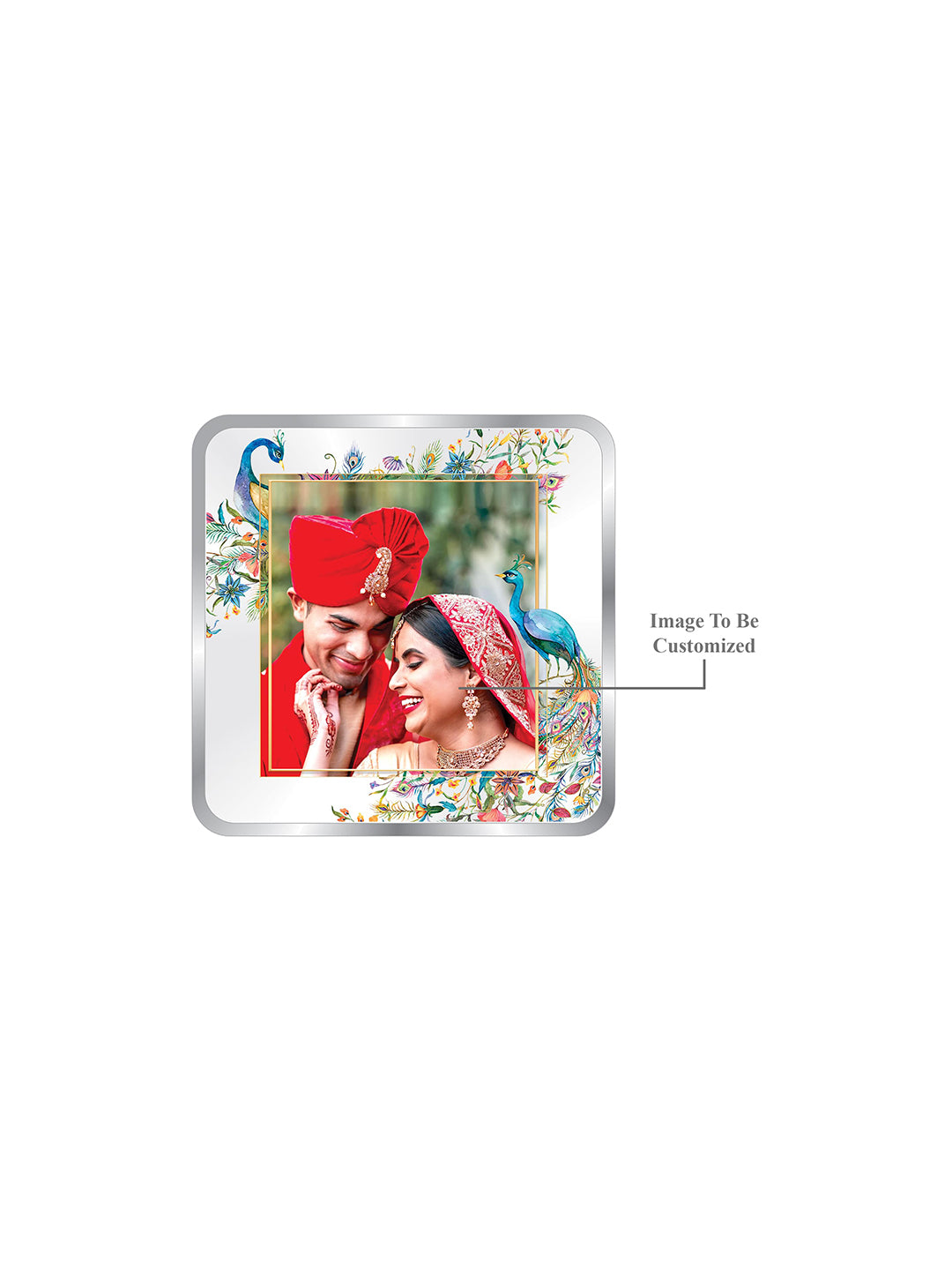 BIS Hallmarked Personalised Newly Married Anniversary Beautiful Square 999 Purity Silver Coin