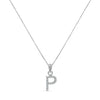925 Sterling Silver CZ Alphabet Letter 'P'  Pendant Necklace with Chain for Women and Girls