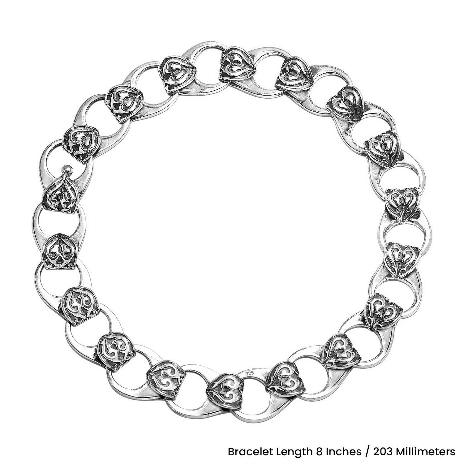 925 Sterling Silver Vintage Link Chain Heavy Bracelet for Men and Boys