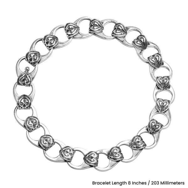 925 Sterling Silver Vintage Link Chain Heavy Bracelet for Men and Boys