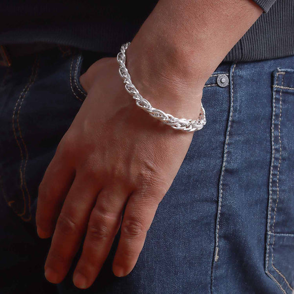 925 Sterling Silver Designer Chain Bracelet for Men's