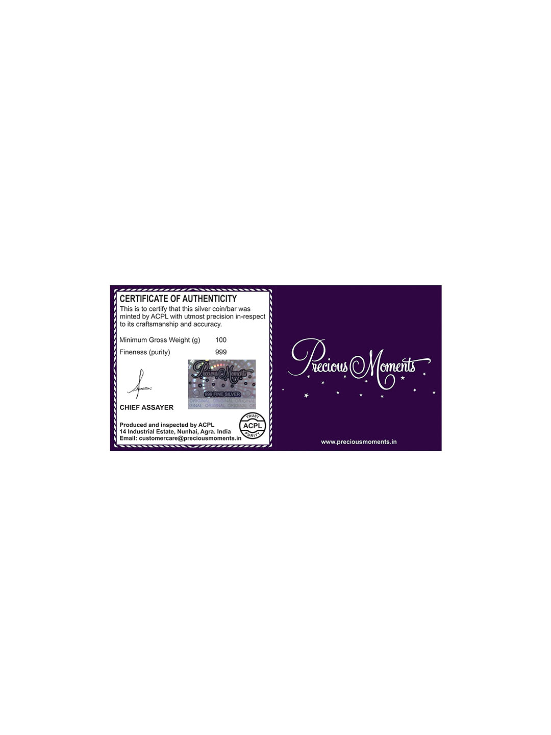 BIS Hallmarked Personalised Newly Married Anniversary Beautiful Square 999 Purity Silver Coin