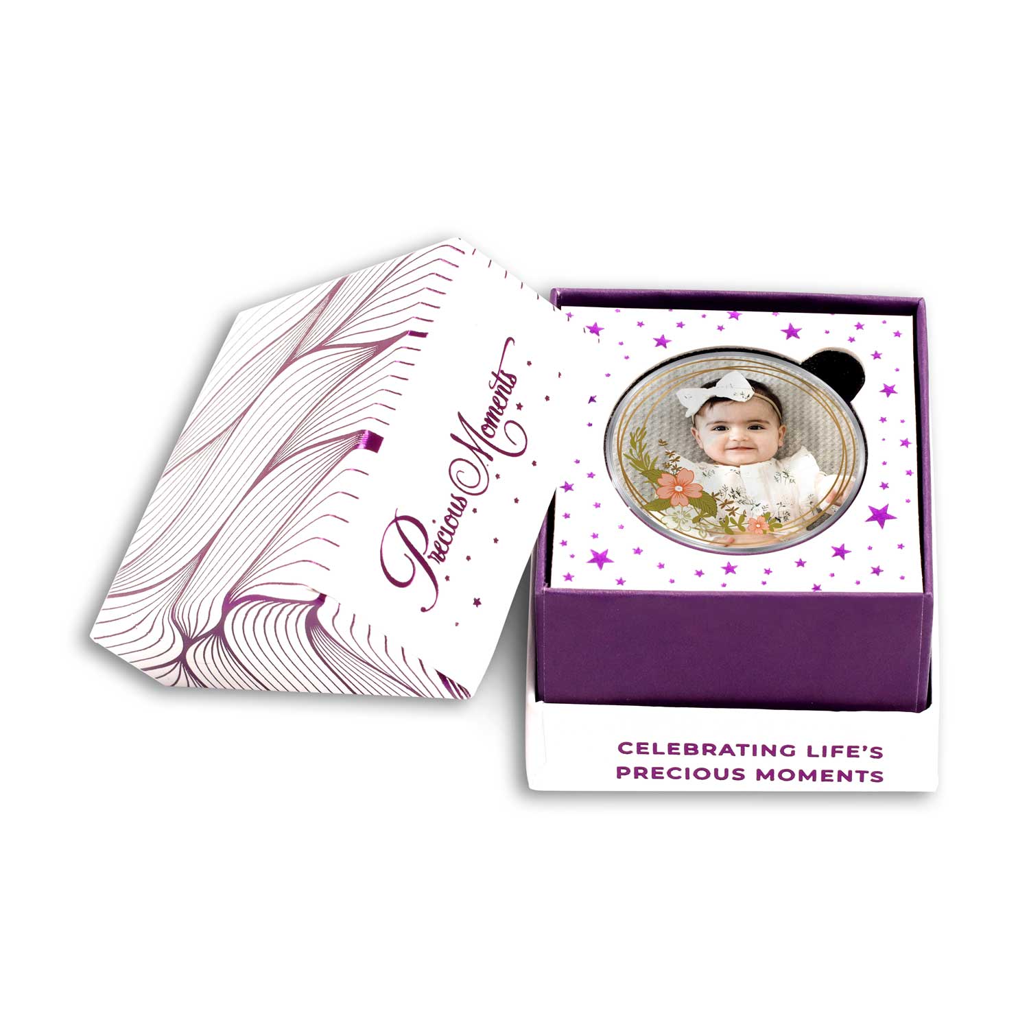 BIS Hallmarked Personalised New Born Baby Girl Silver Round Coin 999 Purity