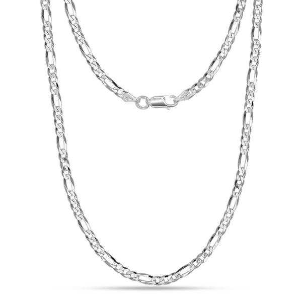 Chain Design Chandi Ki Chain Ki Rate 925 Sterling Silver Italian Solid Diamond-Cut Figaro Link Chain Necklace For Men And Women