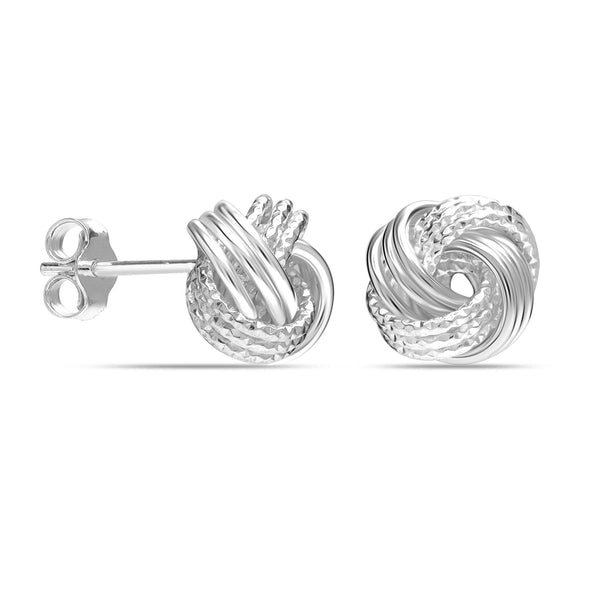 925 Sterling Silver Jewellery Lightweight Italian Design Love Knot Small Interlaced Stud Earrings for Women