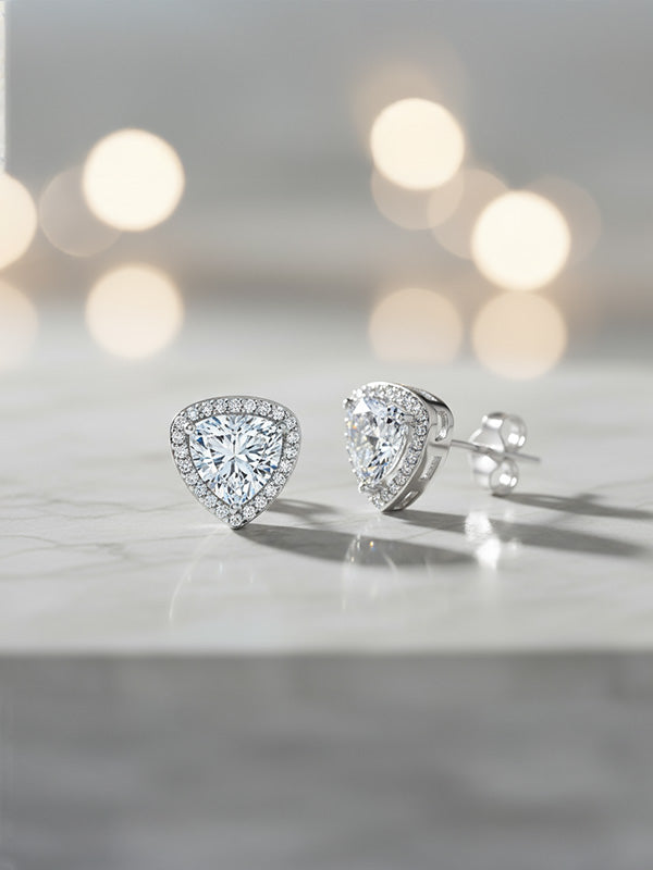 CZ Halo Triangle Studs for Men