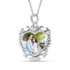 925 Sterling Silver Personalised Double Sided Custom Photo Heart Shape Filigree Border Transparent Resin Pendant Necklace with Personalised Photo & Message BOX for Teen Women
