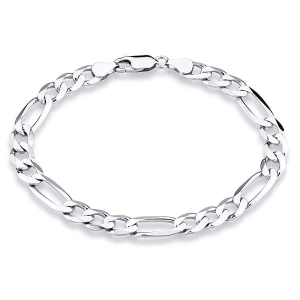 925 Sterling Silver Figaro Chain Bracelet for Men's