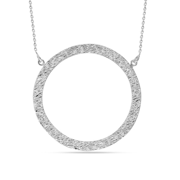 925 Sterling Silver Open Karma Circle Pendant Necklace for Women and Teen