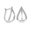925 Sterling Silver Rhodium Plated Small Cubic Zirconia Teardrop Latch Back Hoop Earrings for Teen