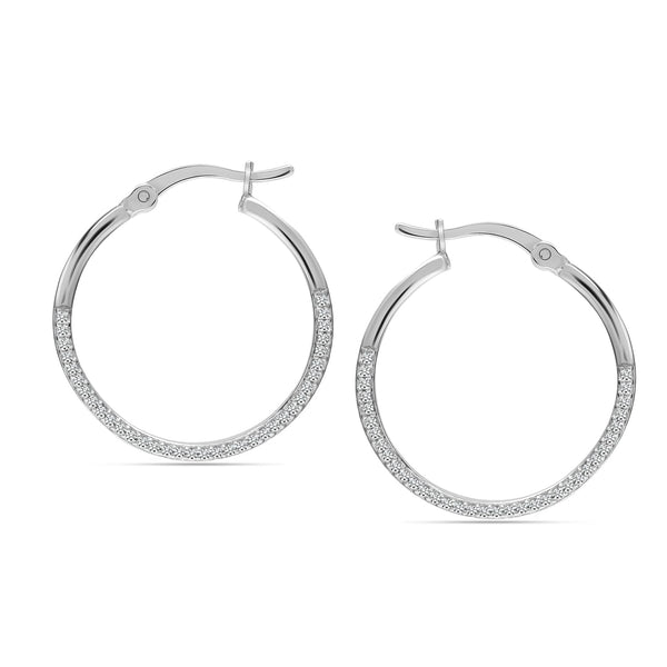 925 Sterling Silver Small Micro Pave Cubic Zirconia Lightweight Round Click-Top Hoop Earrings for Women Teen