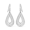 925 Sterling Silver Long French Wire Lightweight Classic Filigree Teardrop Drop Dangle Earrings for Women