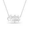 Personalised 925 Sterling Silver Two Custom Couple Name Heart and Butterfly Couple Family Pendant Necklace for Women Teen