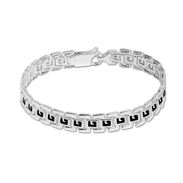 925 Sterling Silver Retro Modern Link Bracelet for Men's
