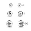 925 Sterling Silver Light Weight Round Small Ball Stud Earrings for Women Set of 3 Pairs