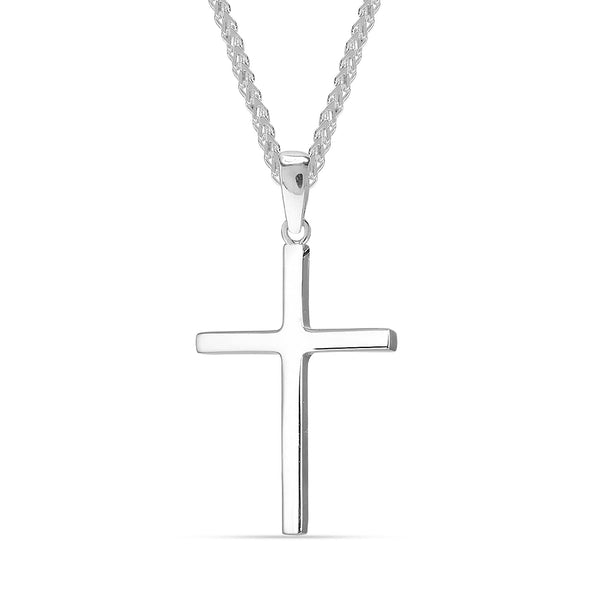 925 Sterling Silver Classic Cross Pendant Necklace for Men and Women