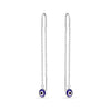925 Sterling Silver Threader Turkish Blue Evil Eye Long Chain Drop Dangle Earrings for Women