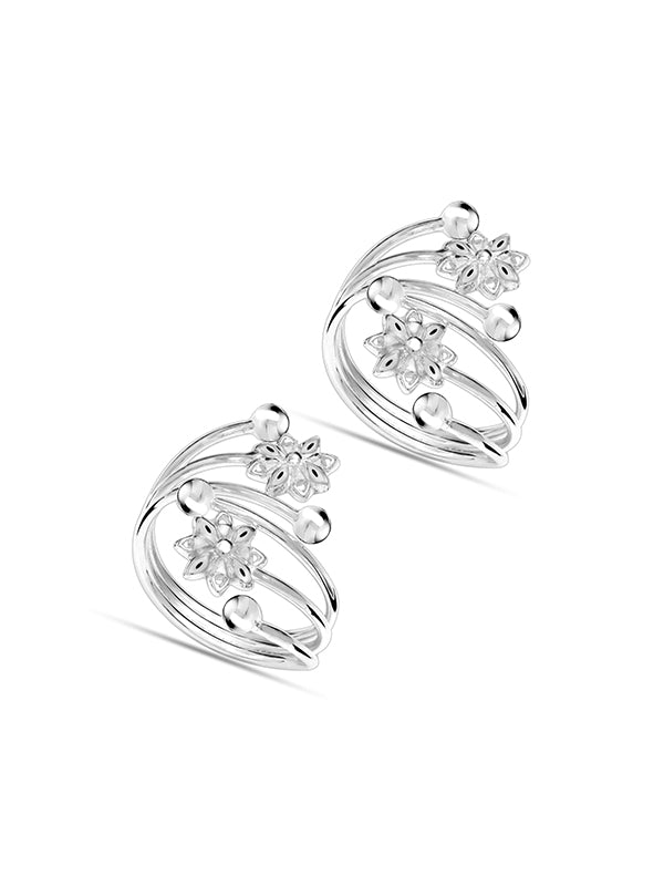 Floral Pattern Adjustable Toe Ring