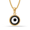 925 Sterling Silver 14K Gold Plated Round Glass Black Evil Eye Protection Charm Pendant Necklace for Women