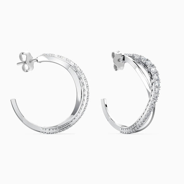 925 Sterling Silver Cubiz Zirconia Twisted Small C Hoop Earrings for Women and Girls