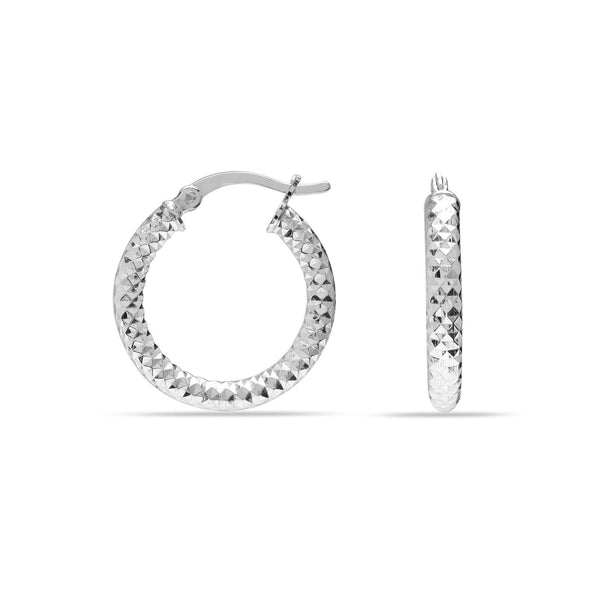 925 Sterling Silver Italian Design Diamond-Cut Hoops Earrings for Women Teen