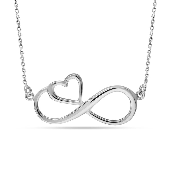 925 Sterling Silver Infinity Love Heart Shape Pendant Necklace for Women Teen and Girls