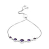 925 Sterling Silver Fancy Modern Amethyst Purple Zircon Stone Sliding Bolo Bracelets for Women and Girls