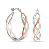 925 Sterling Silver Medium Two-Tone Round Hoop Earrings Twisted Click-Top Hoop Earrings for Women