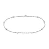 925 Sterling Silver Singapore Beaded Station Chain Beach Summer Anklet for Women and Girls (SINGLE ANKLET)