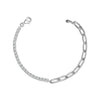 925 Sterling Silver CZ Minimalist Double Chain Tennis Paperclip Links & Box Chain Bracelet for Women