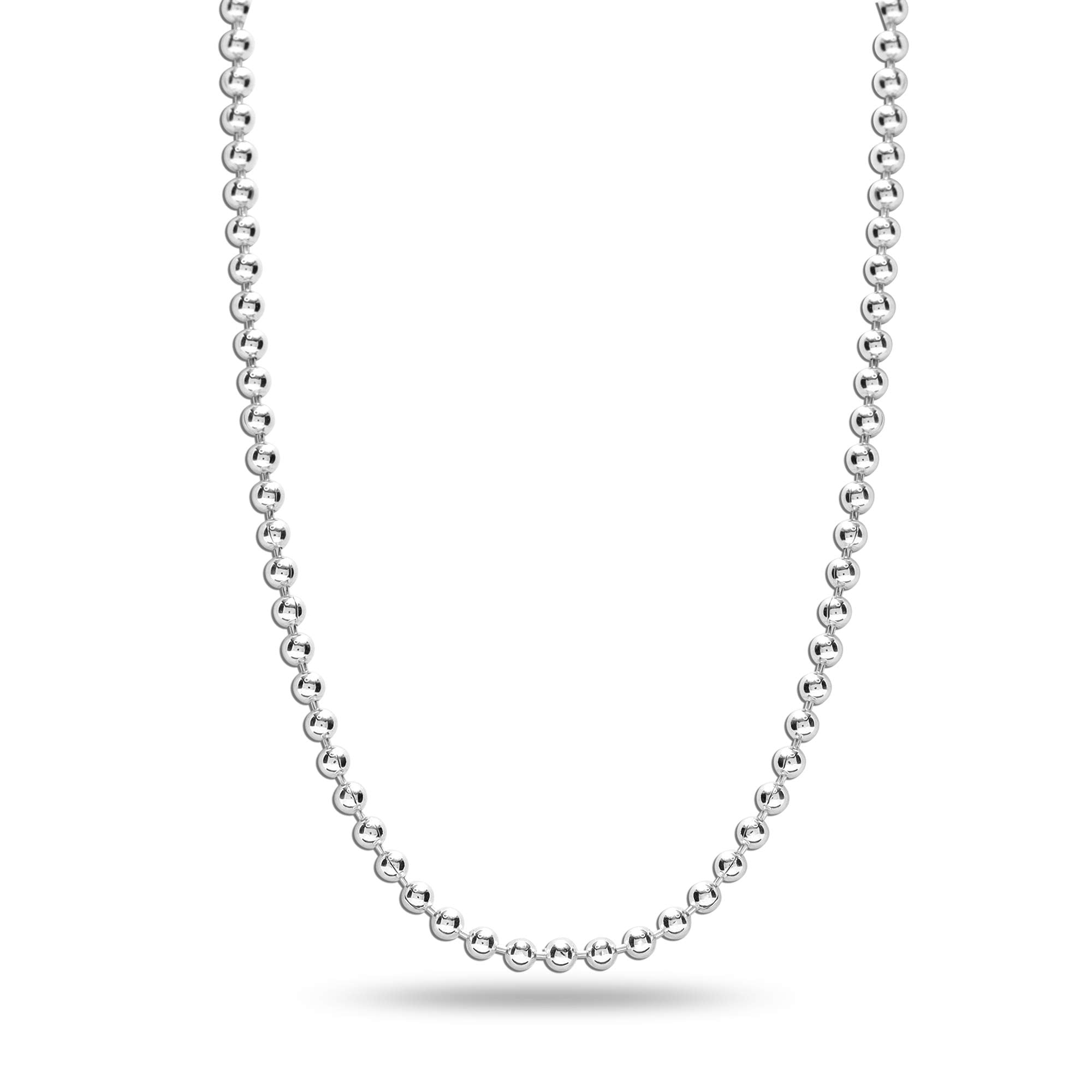 925 Sterling Silver Italian Ball-Chain Necklace for Teen and Women 0.2CM