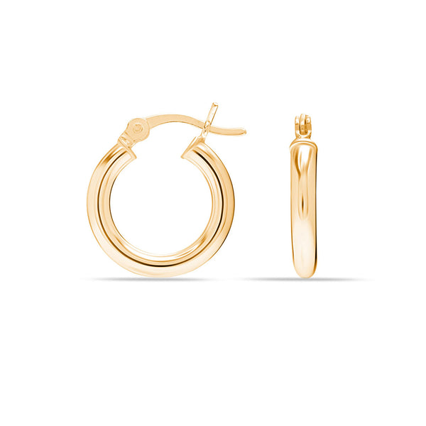 925 Sterling Silver 14K Gold-Plated Tube Small Italian Yellow-Gold Click-Top Hoop Earrings for Teen and Women 2.5mm