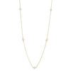 925 Sterling Silver 14K Gold-Plated Mother of Pearl Clover Station Long Necklace for Women