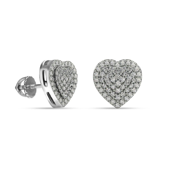 925 Sterling Silver Rhodium Plated Zirconia Heart Shaped Studs Earrings for Women Teen