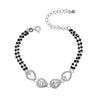 925 Sterling Silver Cubic Zirconia Crystalball Hand Wrist Adjustable Mangalsutra Bracelet for Women