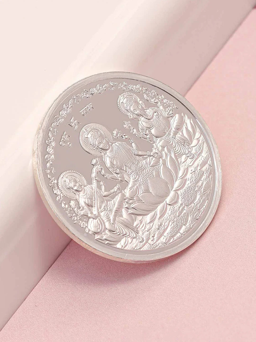 BIS Hallmarked Laxmi Ganesh & Saraswati Silver Coin With 999 Purity