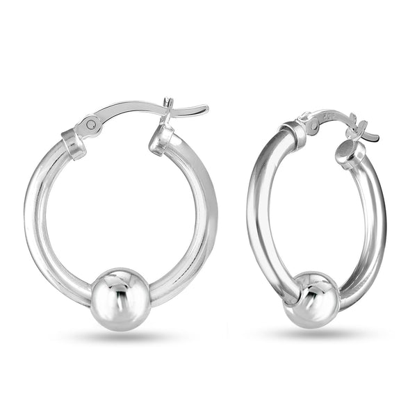 Buy 925 Sterling Silver Small Ball Bead Accent Click-Top Hoop