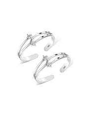 Double CZ Adjustable Toe Ring