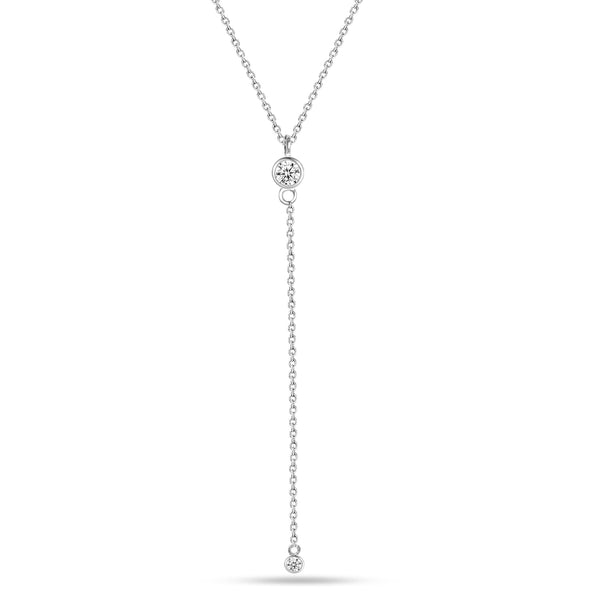 925 Sterling Silver Adjustable Y Cubic Zirconia Lariat Necklace for Women Teen