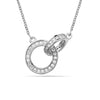 925 Sterling Silver Cubic Zirconia Interlocking Double Circles Pendant Necklace for Women