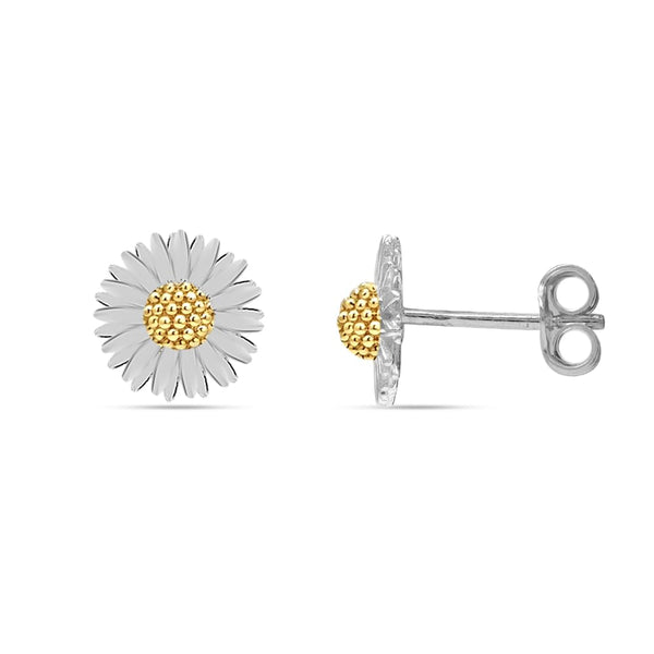 925 Sterling Silver 14K Gold Plated Daisy Flower Stud Earrings for Women Teen