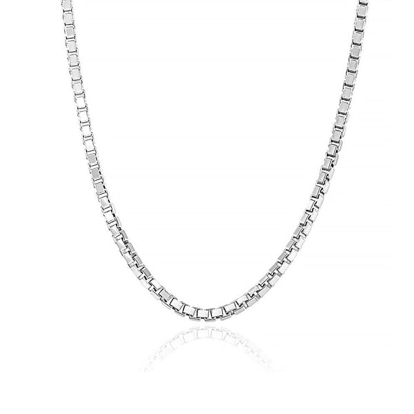 925 Sterling Silver Box Chain Necklace for Men and Women 2 MM
