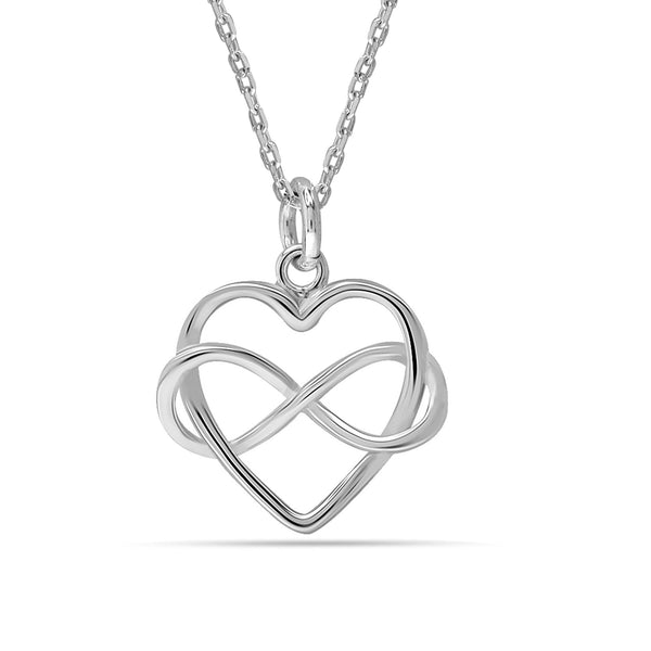 925 Sterling Silver Infinity Love Knot Heart Shape Pendant Necklace for Women Teen and Girls
